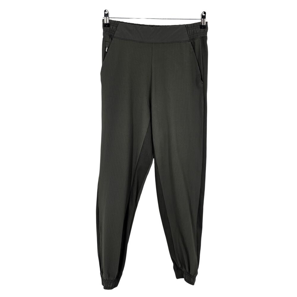 Athleta Olive Green Textured Brooklyn Mid Rise Elastic Waist Jogger Pants Size 4